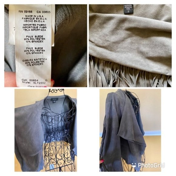 Karen Kane Grey Faux suede fringed western style blazer - Picture 7 of 7